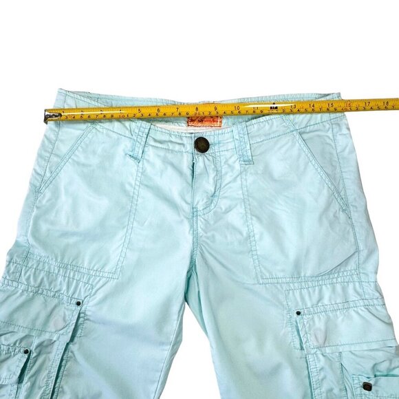 VTG Y2K Twill Twenty Two Cargo Shorts Sz. 26 Blue Cotton Low Rise Pockets Beach - Picture 6 of 12